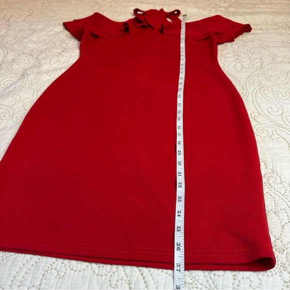 Lumiere red ruffle cutout bodycon midi dress - Picture 2 of 7